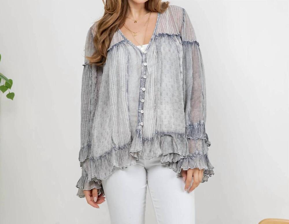 NEW YOUNG THREADS moonmist blouse in grey